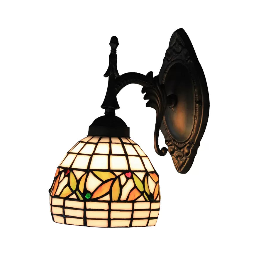 Multi Color Flower Wall Lighting Rustic Tiffany Single Light Wall Mount Light for Hallway Clearhalo 'Industrial' 'Middle century wall lights' 'Tiffany wall lights' 'Tiffany' 'Wall Lamps & Sconces' 'Wall Lights' Lighting' 7498