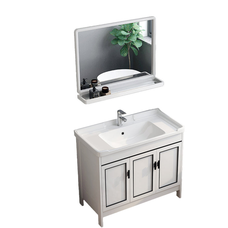 Metal Modern Bathroom Vanity Freestanding Faucet Included Sink Vanity Vanity & Faucet & Mirrors 35.8"L x 18.9"W x 32.7"H Clearhalo 'Bathroom Remodel & Bathroom Fixtures' 'Bathroom Vanities' 'bathroom_vanities' 'Home Improvement' 'home_improvement' 'home_improvement_bathroom_vanities' 7498174