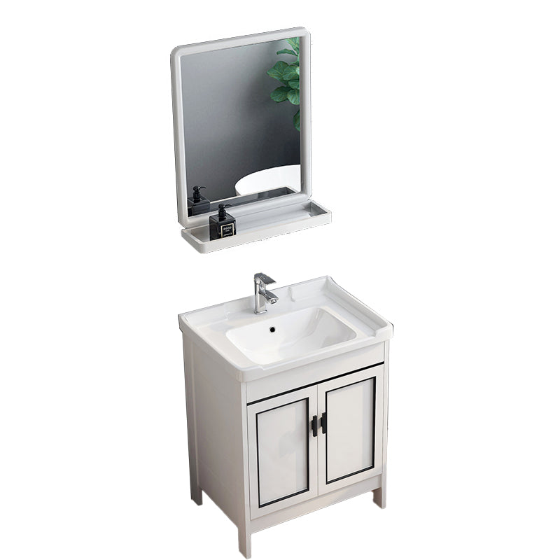 Metal Modern Bathroom Vanity Freestanding Faucet Included Sink Vanity Vanity & Faucet & Mirrors 24"L x 18.9"W x 32.7"H Clearhalo 'Bathroom Remodel & Bathroom Fixtures' 'Bathroom Vanities' 'bathroom_vanities' 'Home Improvement' 'home_improvement' 'home_improvement_bathroom_vanities' 7498175