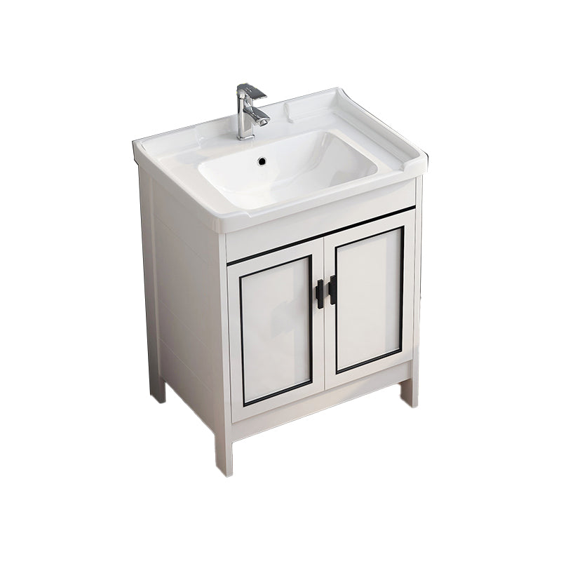 Metal Modern Bathroom Vanity Freestanding Faucet Included Sink Vanity Vanity & Faucet 24"L x 18.9"W x 32.7"H Clearhalo 'Bathroom Remodel & Bathroom Fixtures' 'Bathroom Vanities' 'bathroom_vanities' 'Home Improvement' 'home_improvement' 'home_improvement_bathroom_vanities' 7498179