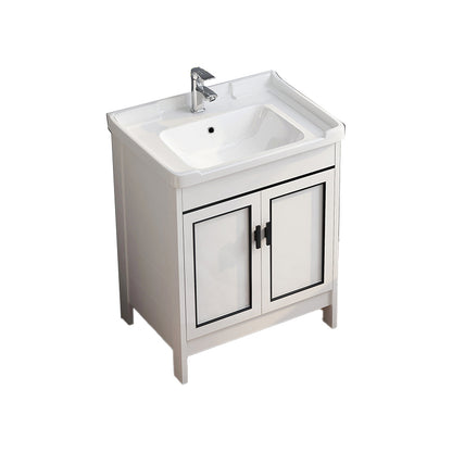 Metal Modern Bathroom Vanity Freestanding Faucet Included Sink Vanity Vanity & Faucet 24"L x 18.9"W x 32.7"H Clearhalo 'Bathroom Remodel & Bathroom Fixtures' 'Bathroom Vanities' 'bathroom_vanities' 'Home Improvement' 'home_improvement' 'home_improvement_bathroom_vanities' 7498179