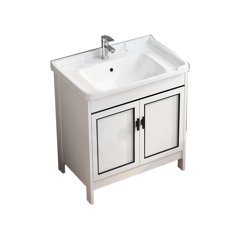 Metal Modern Bathroom Vanity Freestanding Faucet Included Sink Vanity Vanity & Faucet 28"L x 18.9"W x 32.7"H Clearhalo 'Bathroom Remodel & Bathroom Fixtures' 'Bathroom Vanities' 'bathroom_vanities' 'Home Improvement' 'home_improvement' 'home_improvement_bathroom_vanities' 7498181
