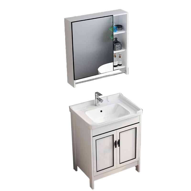 Metal Modern Bathroom Vanity Freestanding Faucet Included Sink Vanity Vanity & Faucet & Mirror Cabinet 24"L x 18.9"W x 32.7"H Clearhalo 'Bathroom Remodel & Bathroom Fixtures' 'Bathroom Vanities' 'bathroom_vanities' 'Home Improvement' 'home_improvement' 'home_improvement_bathroom_vanities' 7498183