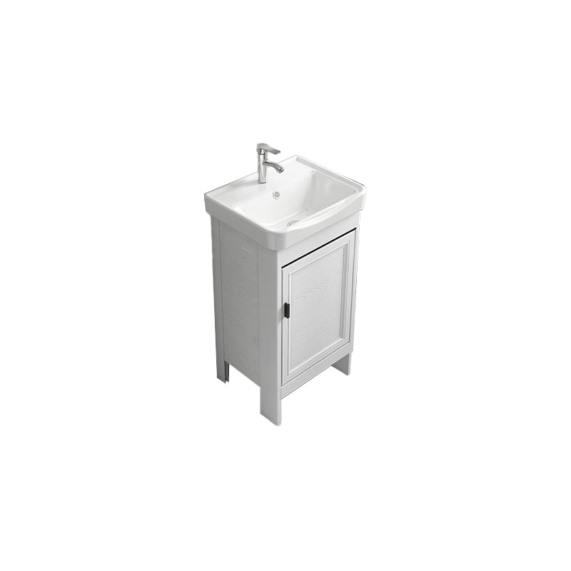 Freestanding Modern Vanity White Metal Frame Rectangular Sink Vanity Vanity & Faucet 17"L x 14"W x 32"H Clearhalo 'Bathroom Remodel & Bathroom Fixtures' 'Bathroom Vanities' 'bathroom_vanities' 'Home Improvement' 'home_improvement' 'home_improvement_bathroom_vanities' 7498201