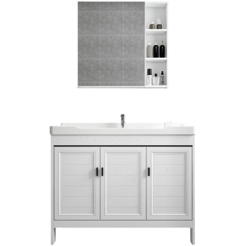 Freestanding Modern Vanity White Metal Frame Rectangular Sink Vanity Clearhalo 'Bathroom Remodel & Bathroom Fixtures' 'Bathroom Vanities' 'bathroom_vanities' 'Home Improvement' 'home_improvement' 'home_improvement_bathroom_vanities' 7498208