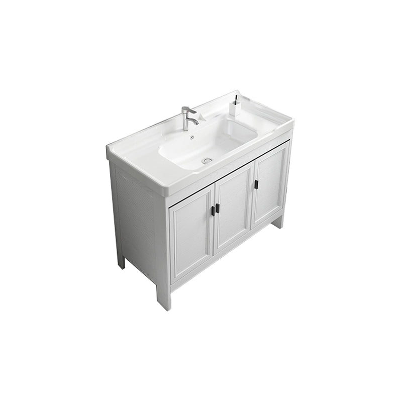 Freestanding Modern Vanity White Metal Frame Rectangular Sink Vanity Vanity & Faucet 39.8"L x 18.9"W x 31.9"H Clearhalo 'Bathroom Remodel & Bathroom Fixtures' 'Bathroom Vanities' 'bathroom_vanities' 'Home Improvement' 'home_improvement' 'home_improvement_bathroom_vanities' 7498219