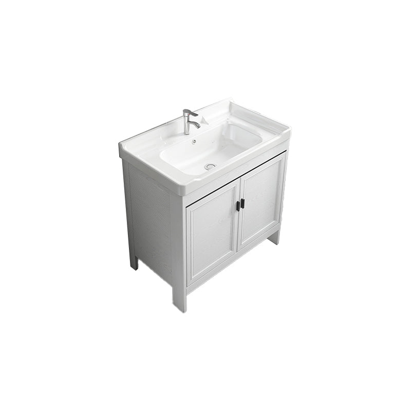 Freestanding Modern Vanity White Metal Frame Rectangular Sink Vanity Vanity & Faucet 32"L x 19"W x 32"H Clearhalo 'Bathroom Remodel & Bathroom Fixtures' 'Bathroom Vanities' 'bathroom_vanities' 'Home Improvement' 'home_improvement' 'home_improvement_bathroom_vanities' 7498222