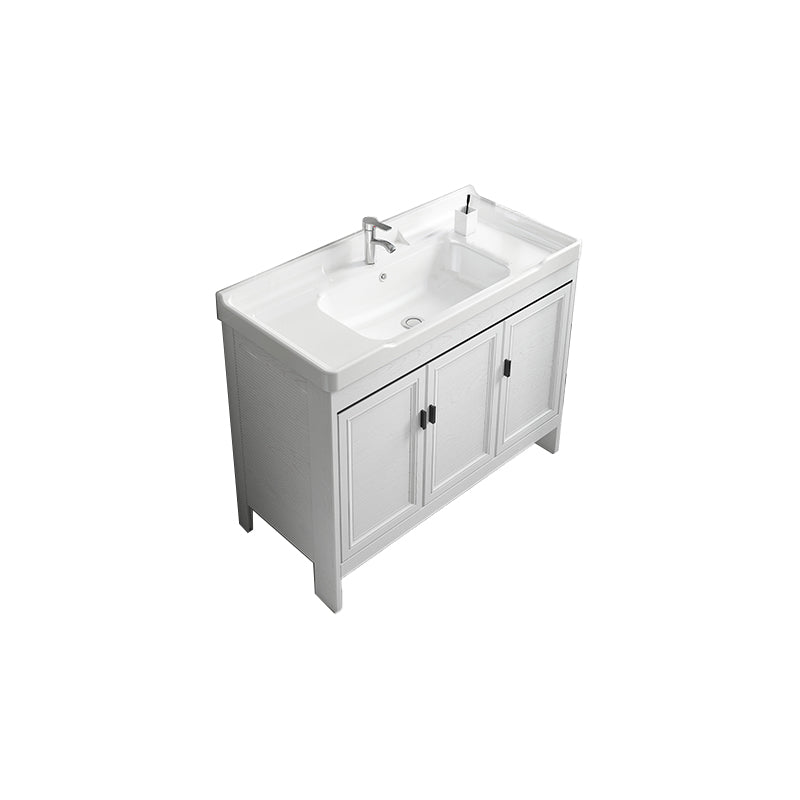 Freestanding Modern Vanity White Metal Frame Rectangular Sink Vanity Vanity & Faucet 35.8"L x 18.9"W x 31.9"H Clearhalo 'Bathroom Remodel & Bathroom Fixtures' 'Bathroom Vanities' 'bathroom_vanities' 'Home Improvement' 'home_improvement' 'home_improvement_bathroom_vanities' 7498223