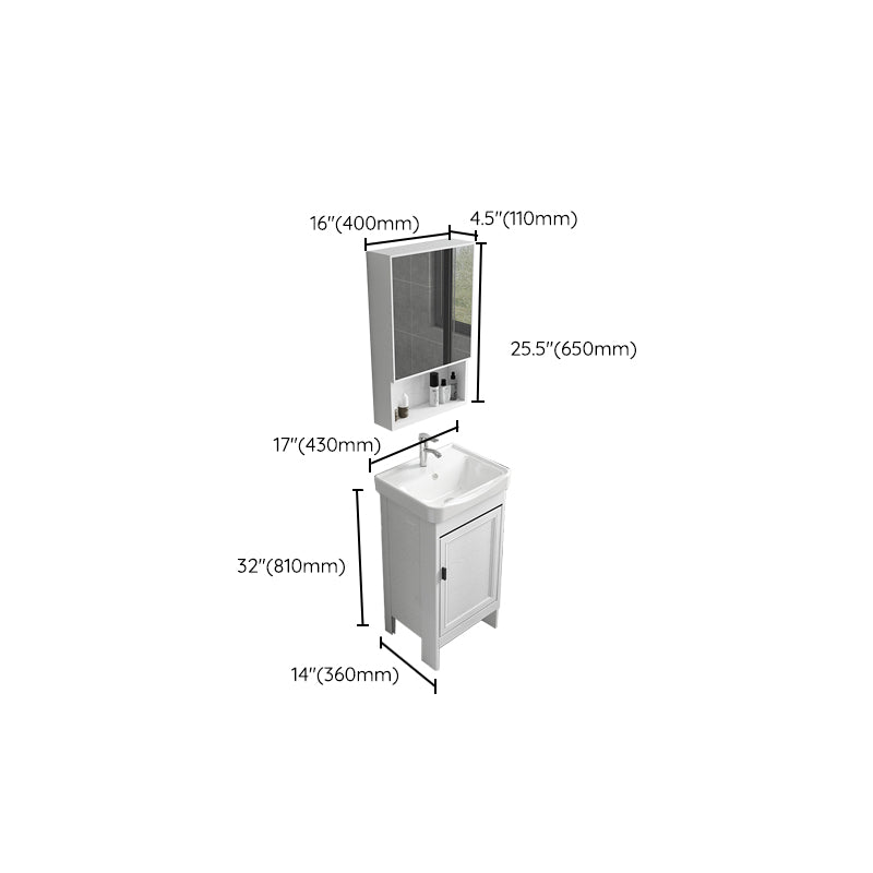 Freestanding Modern Vanity White Metal Frame Rectangular Sink Vanity Clearhalo 'Bathroom Remodel & Bathroom Fixtures' 'Bathroom Vanities' 'bathroom_vanities' 'Home Improvement' 'home_improvement' 'home_improvement_bathroom_vanities' 7498240