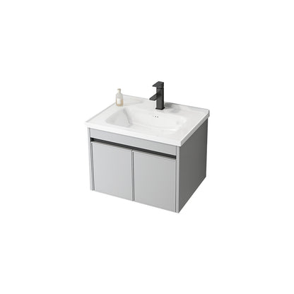Single Sink Modern Bathroom Vanity Gray Metal Frame Wall Mount Vanity Set Vanity & Faucet 24"L x 19"W x 18"H Towel Bar Not Included Clearhalo 'Bathroom Remodel & Bathroom Fixtures' 'Bathroom Vanities' 'bathroom_vanities' 'Home Improvement' 'home_improvement' 'home_improvement_bathroom_vanities' 7498257