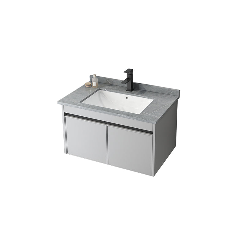 Single Sink Modern Bathroom Vanity Gray Metal Frame Wall Mount Vanity Set Vanity & Faucet 31.5"L x 18.9"W x 17.7"H Towel Bar Not Included Clearhalo 'Bathroom Remodel & Bathroom Fixtures' 'Bathroom Vanities' 'bathroom_vanities' 'Home Improvement' 'home_improvement' 'home_improvement_bathroom_vanities' 7498262