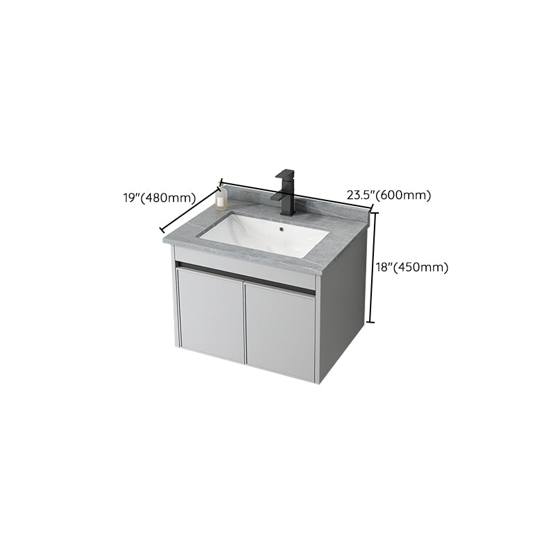 Single Sink Modern Bathroom Vanity Gray Metal Frame Wall Mount Vanity Set Clearhalo 'Bathroom Remodel & Bathroom Fixtures' 'Bathroom Vanities' 'bathroom_vanities' 'Home Improvement' 'home_improvement' 'home_improvement_bathroom_vanities' 7498264