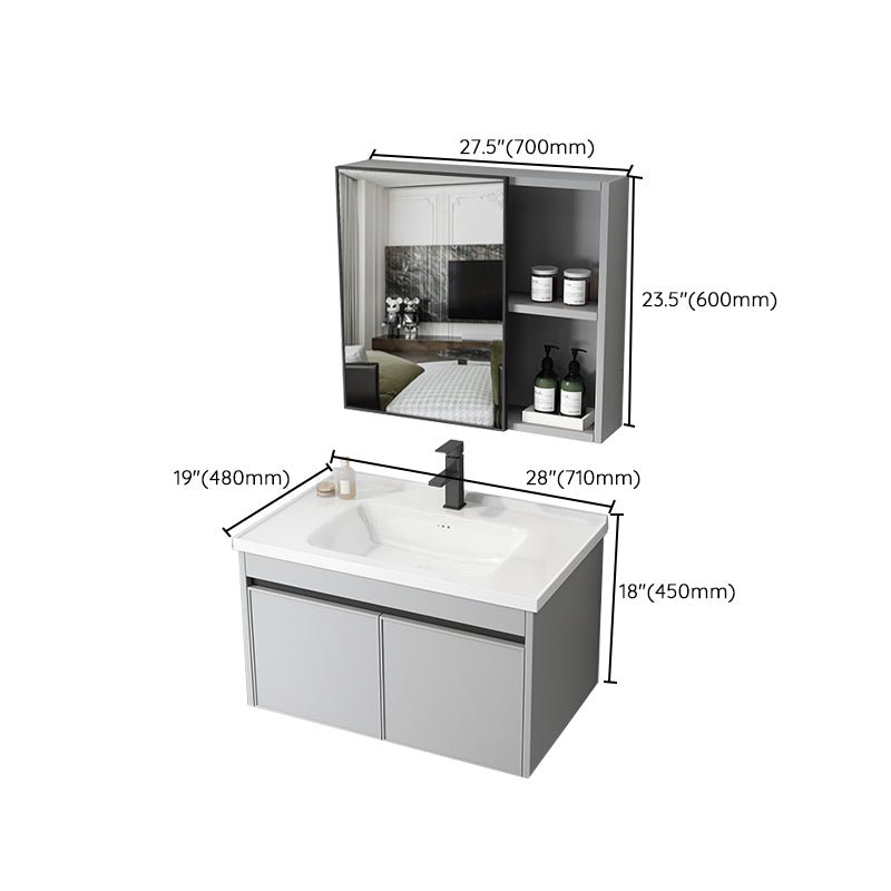 Single Sink Modern Bathroom Vanity Gray Metal Frame Wall Mount Vanity Set Clearhalo 'Bathroom Remodel & Bathroom Fixtures' 'Bathroom Vanities' 'bathroom_vanities' 'Home Improvement' 'home_improvement' 'home_improvement_bathroom_vanities' 7498271
