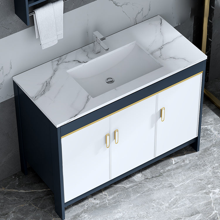 Floor Mount Modern Bathroom Vanity Blue Single-Sink Rectangular Vanity Set Clearhalo 'Bathroom Remodel & Bathroom Fixtures' 'Bathroom Vanities' 'bathroom_vanities' 'Home Improvement' 'home_improvement' 'home_improvement_bathroom_vanities' 7498281
