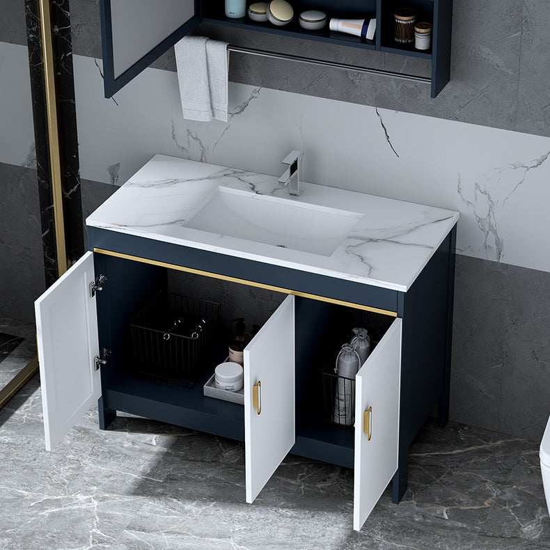 Floor Mount Modern Bathroom Vanity Blue Single-Sink Rectangular Vanity Set Clearhalo 'Bathroom Remodel & Bathroom Fixtures' 'Bathroom Vanities' 'bathroom_vanities' 'Home Improvement' 'home_improvement' 'home_improvement_bathroom_vanities' 7498285
