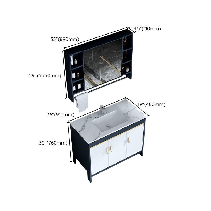 Floor Mount Modern Bathroom Vanity Blue Single-Sink Rectangular Vanity Set Clearhalo 'Bathroom Remodel & Bathroom Fixtures' 'Bathroom Vanities' 'bathroom_vanities' 'Home Improvement' 'home_improvement' 'home_improvement_bathroom_vanities' 7498323