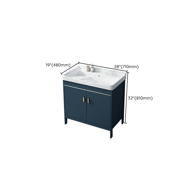 Modern Blue Bathroom Vanity Metal Frame Single-Sink Freestanding Vanity Set Clearhalo 'Bathroom Remodel & Bathroom Fixtures' 'Bathroom Vanities' 'bathroom_vanities' 'Home Improvement' 'home_improvement' 'home_improvement_bathroom_vanities' 7498346