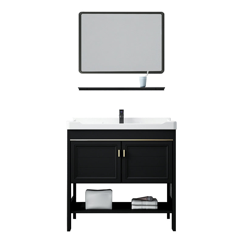 Glam Freestanding Bathroom Sink Vanity Single-Sink Bathroom Vanity Vanity & Faucet & Mirrors Clearhalo 'Bathroom Remodel & Bathroom Fixtures' 'Bathroom Vanities' 'bathroom_vanities' 'Home Improvement' 'home_improvement' 'home_improvement_bathroom_vanities' 7498416