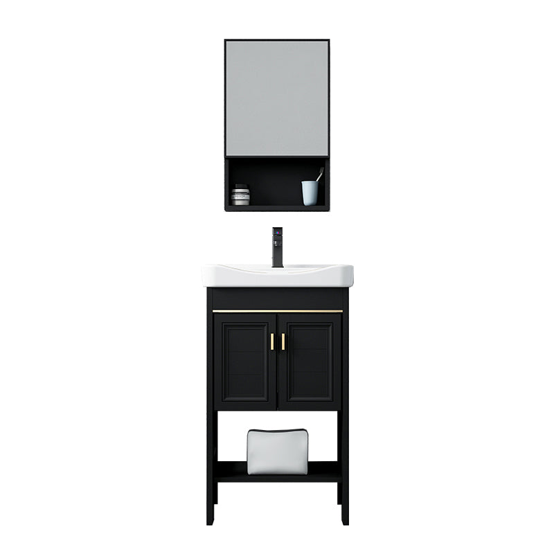 Glam Freestanding Bathroom Sink Vanity Single-Sink Bathroom Vanity Vanity & Faucet & Mirror Cabinet 20"L x 14"W x 30"H Clearhalo 'Bathroom Remodel & Bathroom Fixtures' 'Bathroom Vanities' 'bathroom_vanities' 'Home Improvement' 'home_improvement' 'home_improvement_bathroom_vanities' 7498419