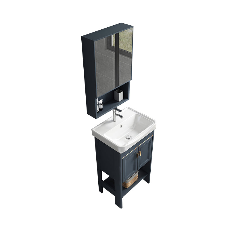 Glam Freestanding Bathroom Sink Vanity Single-Sink Bathroom Vanity Set Vanity & Faucet & Mirror Cabinet 20"L x 14"W x 30"H Clearhalo 'Bathroom Remodel & Bathroom Fixtures' 'Bathroom Vanities' 'bathroom_vanities' 'Home Improvement' 'home_improvement' 'home_improvement_bathroom_vanities' 7498464