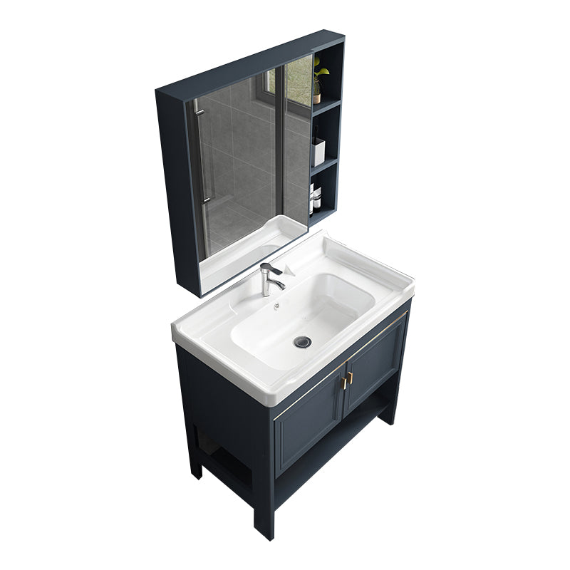Glam Freestanding Bathroom Sink Vanity Single-Sink Bathroom Vanity Set Vanity & Faucet & Mirror Cabinet Clearhalo 'Bathroom Remodel & Bathroom Fixtures' 'Bathroom Vanities' 'bathroom_vanities' 'Home Improvement' 'home_improvement' 'home_improvement_bathroom_vanities' 7498468