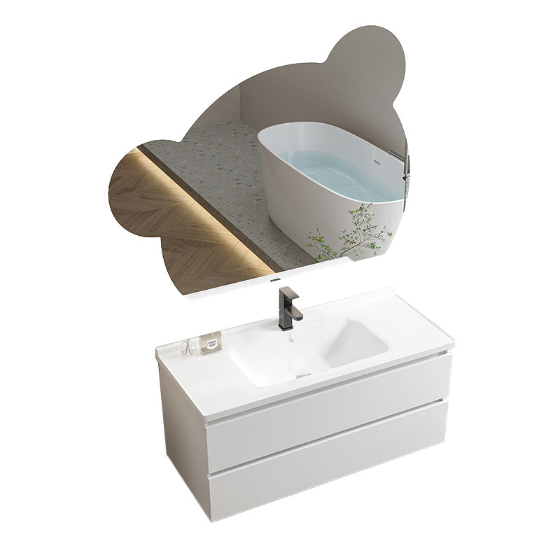 Modern Wood Sink Vanity Wood Wall Mount Faucet Included Bathroom Vanity Set Vanity & Faucet & Mirrors 39.5"L x 19"W x 20"H Clearhalo 'Bathroom Remodel & Bathroom Fixtures' 'Bathroom Vanities' 'bathroom_vanities' 'Home Improvement' 'home_improvement' 'home_improvement_bathroom_vanities' 7498500