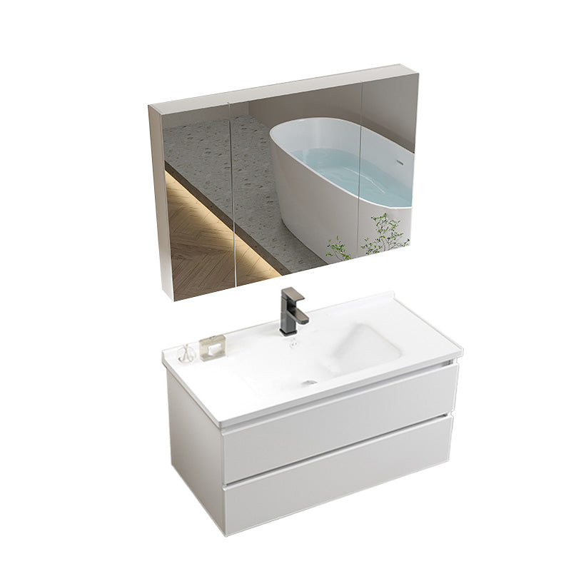 Modern Wood Sink Vanity Wood Wall Mount Faucet Included Bathroom Vanity Set Vanity & Faucet & Enclosed Mirror Cabinet 31.5"L x 19"W x 20"H Clearhalo 'Bathroom Remodel & Bathroom Fixtures' 'Bathroom Vanities' 'bathroom_vanities' 'Home Improvement' 'home_improvement' 'home_improvement_bathroom_vanities' 7498510