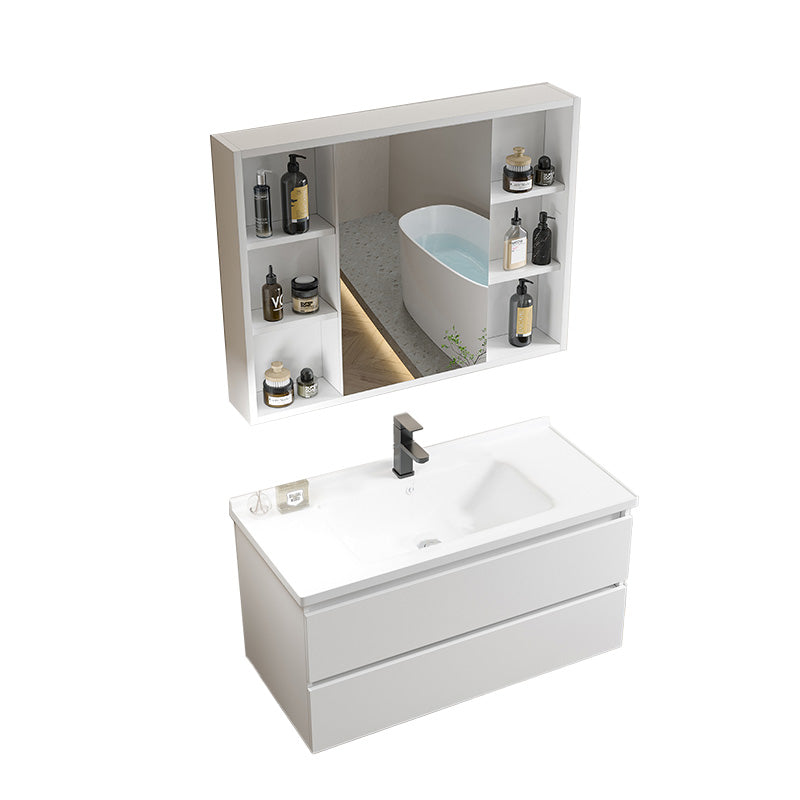 Modern Wood Sink Vanity Wood Wall Mount Faucet Included Bathroom Vanity Set Vanity & Faucet & Mirror Cabinet 35"L x 19"W x 20"H Clearhalo 'Bathroom Remodel & Bathroom Fixtures' 'Bathroom Vanities' 'bathroom_vanities' 'Home Improvement' 'home_improvement' 'home_improvement_bathroom_vanities' 7498512