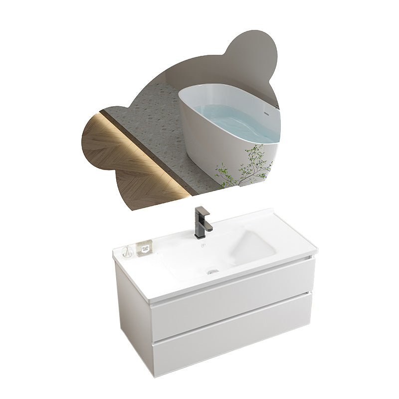 Modern Wood Sink Vanity Wood Wall Mount Faucet Included Bathroom Vanity Set Vanity & Faucet & Mirrors 35"L x 19"W x 20"H Clearhalo 'Bathroom Remodel & Bathroom Fixtures' 'Bathroom Vanities' 'bathroom_vanities' 'Home Improvement' 'home_improvement' 'home_improvement_bathroom_vanities' 7498514