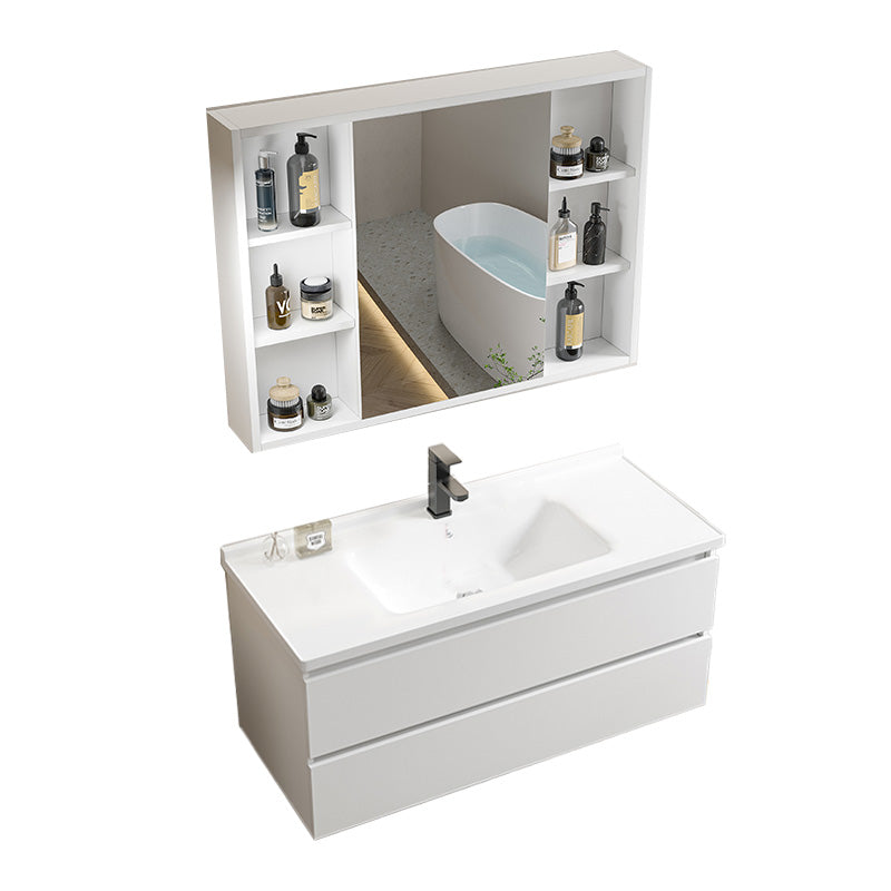 Modern Wood Sink Vanity Wood Wall Mount Faucet Included Bathroom Vanity Set Vanity & Faucet & Mirror Cabinet 39.5"L x 19"W x 20"H Clearhalo 'Bathroom Remodel & Bathroom Fixtures' 'Bathroom Vanities' 'bathroom_vanities' 'Home Improvement' 'home_improvement' 'home_improvement_bathroom_vanities' 7498520