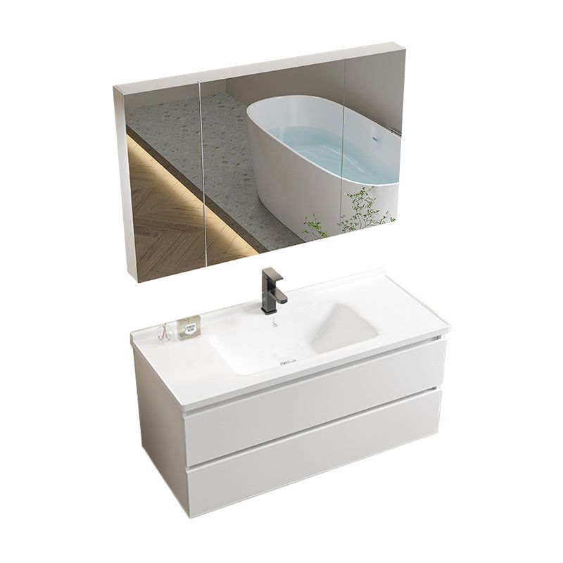 Modern Wood Sink Vanity Wood Wall Mount Faucet Included Bathroom Vanity Set Vanity & Faucet & Enclosed Mirror Cabinet 39.5"L x 19"W x 20"H Clearhalo 'Bathroom Remodel & Bathroom Fixtures' 'Bathroom Vanities' 'bathroom_vanities' 'Home Improvement' 'home_improvement' 'home_improvement_bathroom_vanities' 7498521