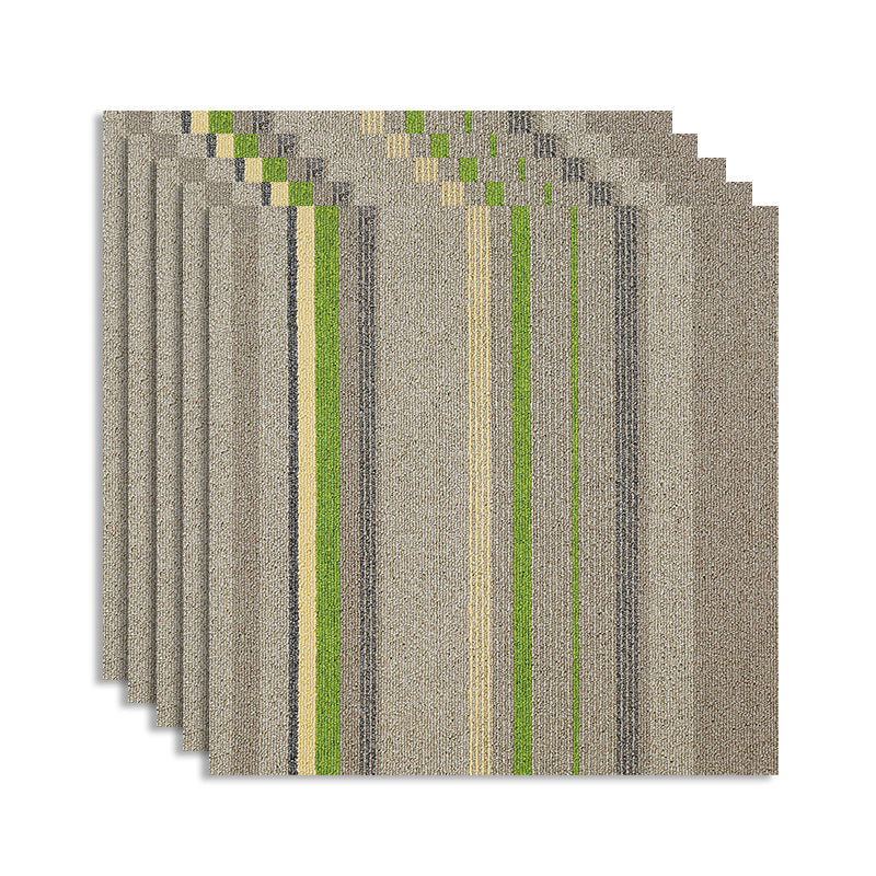 Stripe Printed Carpet Tiles Office Room Loose Lay Level Loop Square Carpet Floor Tile Green Clearhalo 'Carpet Tiles & Carpet Squares' 'carpet_tiles_carpet_squares' 'Flooring 'Home Improvement' 'home_improvement' 'home_improvement_carpet_tiles_carpet_squares' Walls and Ceiling' 7505490