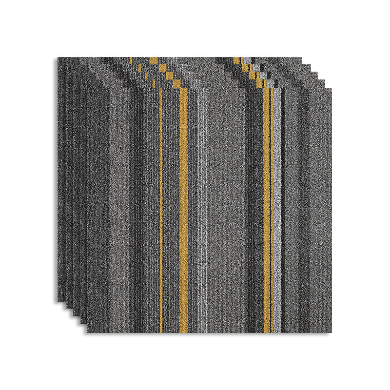 Stripe Printed Carpet Tiles Office Room Loose Lay Level Loop Square Carpet Floor Tile Gray-Yellow Clearhalo 'Carpet Tiles & Carpet Squares' 'carpet_tiles_carpet_squares' 'Flooring 'Home Improvement' 'home_improvement' 'home_improvement_carpet_tiles_carpet_squares' Walls and Ceiling' 7505497