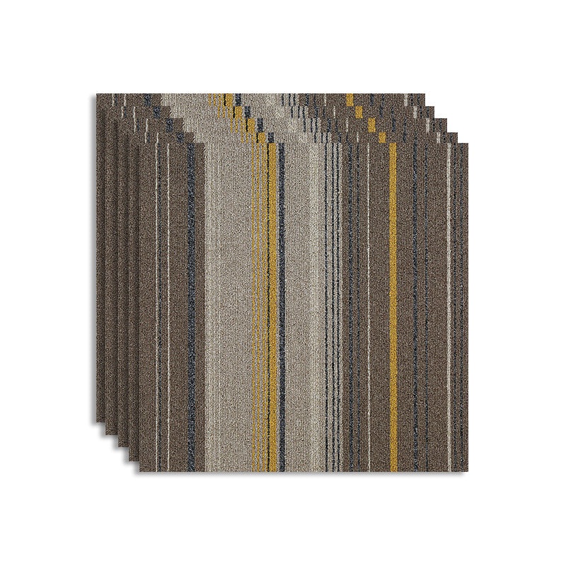 Stripe Printed Carpet Tiles Office Room Loose Lay Level Loop Square Carpet Floor Tile Yellow-Gray Clearhalo 'Carpet Tiles & Carpet Squares' 'carpet_tiles_carpet_squares' 'Flooring 'Home Improvement' 'home_improvement' 'home_improvement_carpet_tiles_carpet_squares' Walls and Ceiling' 7505504
