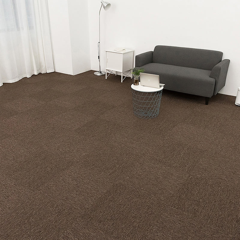 Stripe Print Carpet Floor Tile Level Loop Non-Skid Loose Lay Office Room Carpet Tile Brown 4-Piece Set Asphalt Clearhalo 'Carpet Tiles & Carpet Squares' 'carpet_tiles_carpet_squares' 'Flooring 'Home Improvement' 'home_improvement' 'home_improvement_carpet_tiles_carpet_squares' Walls and Ceiling' 7505562