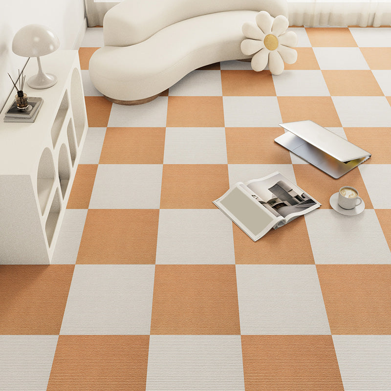 Modern Carpet Tile Loose Lay Checkered Carpet Floor Tile for Living Room Orange Clearhalo 'Carpet Tiles & Carpet Squares' 'carpet_tiles_carpet_squares' 'Flooring 'Home Improvement' 'home_improvement' 'home_improvement_carpet_tiles_carpet_squares' Walls and Ceiling' 7505698