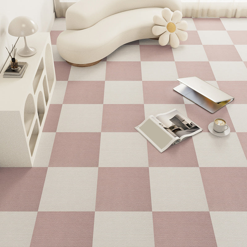 Modern Carpet Tile Loose Lay Checkered Carpet Floor Tile for Living Room Pink Clearhalo 'Carpet Tiles & Carpet Squares' 'carpet_tiles_carpet_squares' 'Flooring 'Home Improvement' 'home_improvement' 'home_improvement_carpet_tiles_carpet_squares' Walls and Ceiling' 7505700