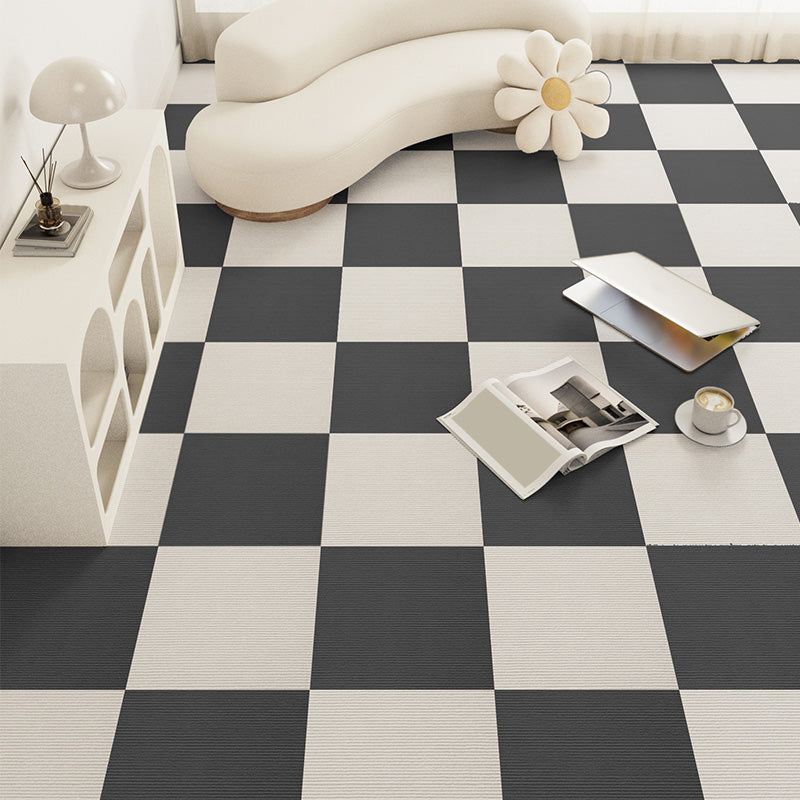 Modern Carpet Tile Loose Lay Checkered Carpet Floor Tile for Living Room Black Clearhalo 'Carpet Tiles & Carpet Squares' 'carpet_tiles_carpet_squares' 'Flooring 'Home Improvement' 'home_improvement' 'home_improvement_carpet_tiles_carpet_squares' Walls and Ceiling' 7505706