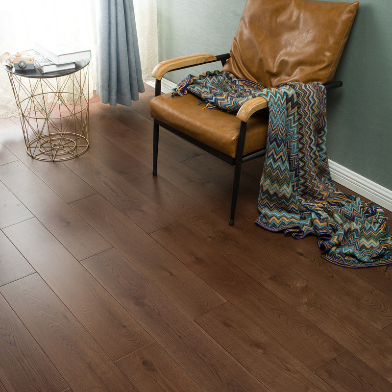 Traditional Wood Flooring Tiles Click Lock Wire Brushed Plank Flooring Walnut Clearhalo 'Flooring 'Hardwood Flooring' 'hardwood_flooring' 'Home Improvement' 'home_improvement' 'home_improvement_hardwood_flooring' Walls and Ceiling' 7505814