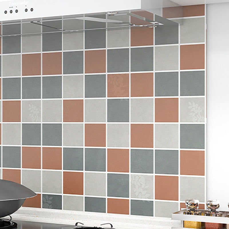 Modern Tile-Peel & Stick PVC Grid Pattern Self Adhesive Wallpaper Gray-Brown Clearhalo 'Flooring 'Home Improvement' 'home_improvement' 'home_improvement_peel_stick_blacksplash' 'Peel & Stick Backsplash Tile' 'peel_stick_blacksplash' 'Walls & Ceilings' Walls and Ceiling' 7506140