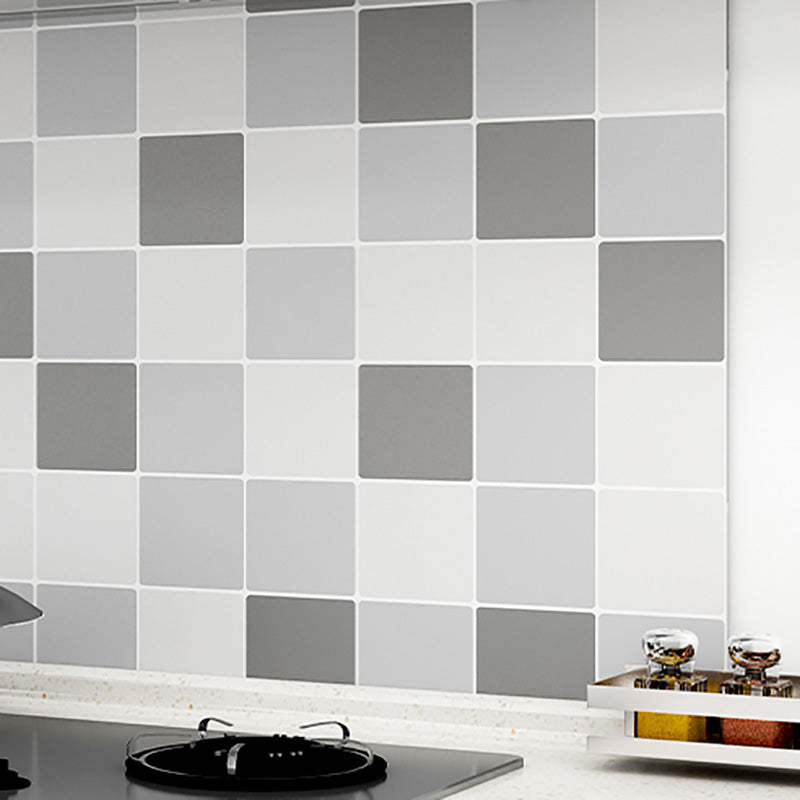 Modern Tile-Peel & Stick PVC Grid Pattern Self Adhesive Wallpaper Light Gray Clearhalo 'Flooring 'Home Improvement' 'home_improvement' 'home_improvement_peel_stick_blacksplash' 'Peel & Stick Backsplash Tile' 'peel_stick_blacksplash' 'Walls & Ceilings' Walls and Ceiling' 7506146