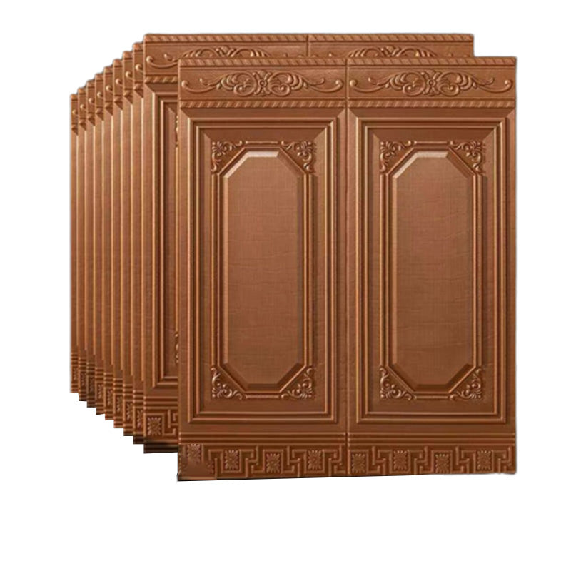 Classic Wall Access Panel Peel and Stick 3D Embossed Wall Ceiling for Living Room Brown 10-Piece Set Clearhalo 'Flooring 'Home Improvement' 'home_improvement' 'home_improvement_wall_paneling' 'Wall Paneling' 'wall_paneling' 'Walls & Ceilings' Walls and Ceiling' 7506443