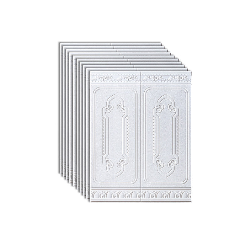 Contemporary Wall Paneling 3D Embossed Waterproof Wall Access Panel White 10-Piece Set Clearhalo 'Flooring 'Home Improvement' 'home_improvement' 'home_improvement_wall_paneling' 'Wall Paneling' 'wall_paneling' 'Walls & Ceilings' Walls and Ceiling' 7506484