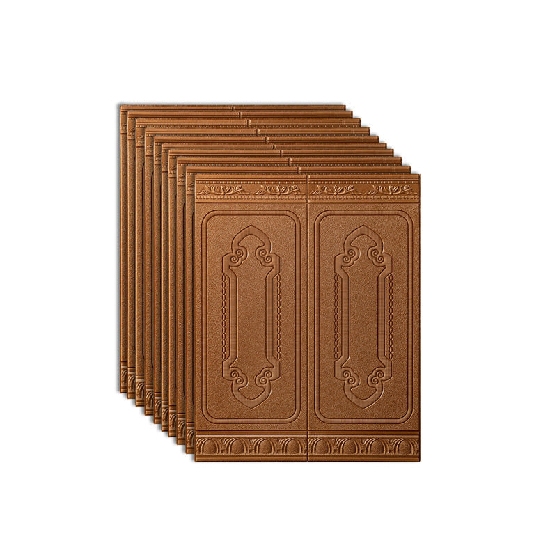 Contemporary Wall Paneling 3D Embossed Waterproof Wall Access Panel Brown 10-Piece Set Clearhalo 'Flooring 'Home Improvement' 'home_improvement' 'home_improvement_wall_paneling' 'Wall Paneling' 'wall_paneling' 'Walls & Ceilings' Walls and Ceiling' 7506485