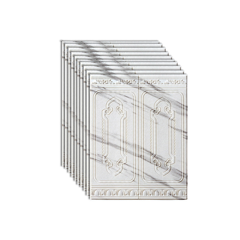 Contemporary Wall Paneling 3D Embossed Waterproof Wall Access Panel Gray-White 10-Piece Set Clearhalo 'Flooring 'Home Improvement' 'home_improvement' 'home_improvement_wall_paneling' 'Wall Paneling' 'wall_paneling' 'Walls & Ceilings' Walls and Ceiling' 7506490