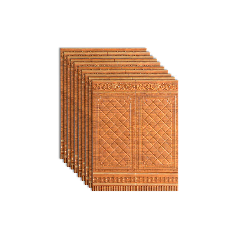 Contemporary Wall Paneling 3D Embossed Waterproof Wall Access Panel Caramel 10-Piece Set Clearhalo 'Flooring 'Home Improvement' 'home_improvement' 'home_improvement_wall_paneling' 'Wall Paneling' 'wall_paneling' 'Walls & Ceilings' Walls and Ceiling' 7506507