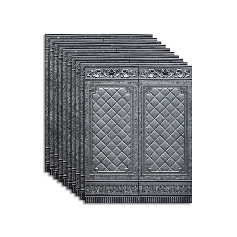 Wall Panel 3D Embossed Peel and Stick Waterproof Backsplash Panels for Living Room Dark Gray 10-Piece Set Clearhalo 'Flooring 'Home Improvement' 'home_improvement' 'home_improvement_wall_paneling' 'Wall Paneling' 'wall_paneling' 'Walls & Ceilings' Walls and Ceiling' 7506523