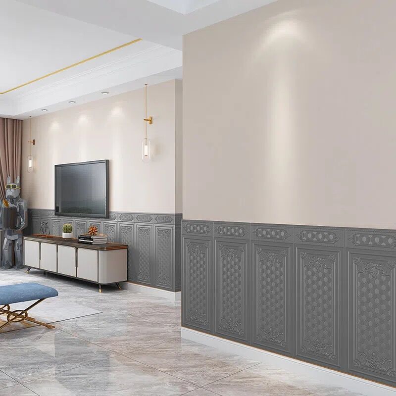 Wall Panel 3D Embossed Peel and Stick Waterproof Backsplash Panels for Living Room Light Gray 10-Piece Set Clearhalo 'Flooring 'Home Improvement' 'home_improvement' 'home_improvement_wall_paneling' 'Wall Paneling' 'wall_paneling' 'Walls & Ceilings' Walls and Ceiling' 7506526