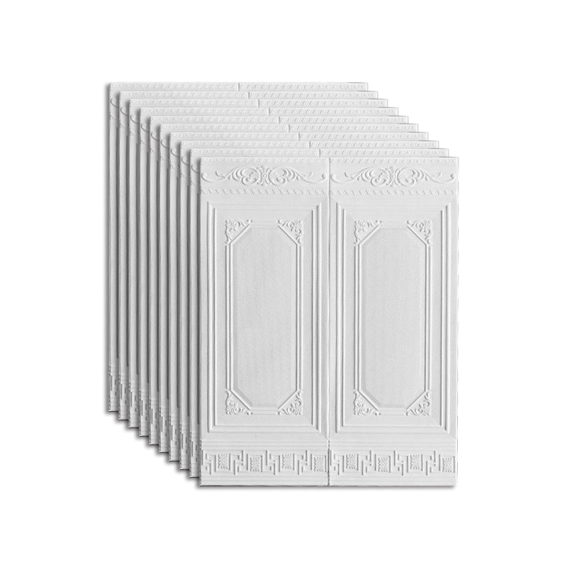 Wall Panel 3D Embossed Peel and Stick Waterproof Backsplash Panels for Living Room Ivory 10-Piece Set Clearhalo 'Flooring 'Home Improvement' 'home_improvement' 'home_improvement_wall_paneling' 'Wall Paneling' 'wall_paneling' 'Walls & Ceilings' Walls and Ceiling' 7506527