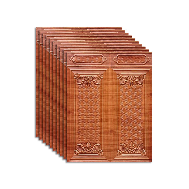 Wall Panel 3D Embossed Peel and Stick Waterproof Backsplash Panels for Living Room Light Brown 10-Piece Set Clearhalo 'Flooring 'Home Improvement' 'home_improvement' 'home_improvement_wall_paneling' 'Wall Paneling' 'wall_paneling' 'Walls & Ceilings' Walls and Ceiling' 7506532